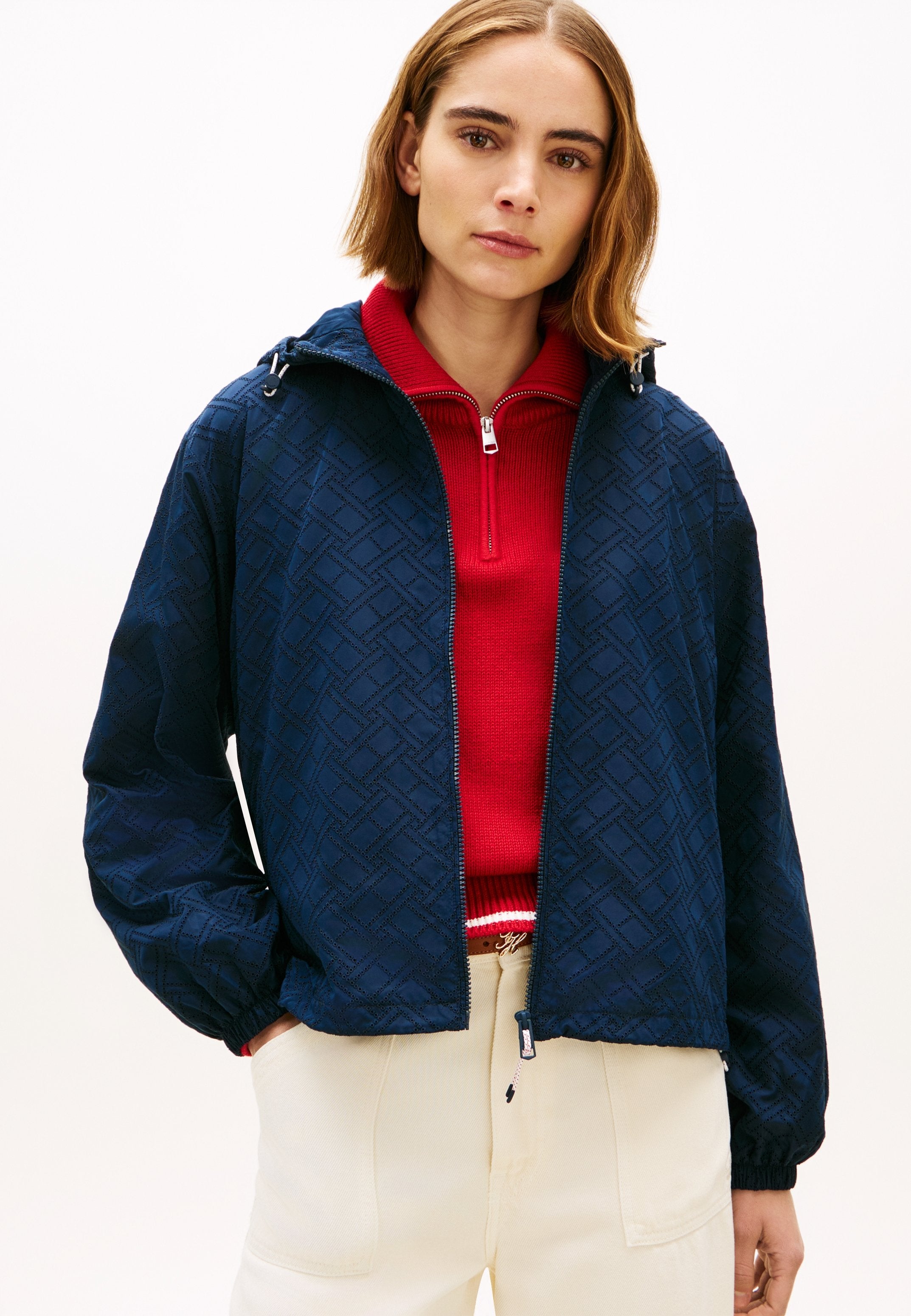 FLAG PRINT RELAXED HOODED WINDBREAKER Media 3