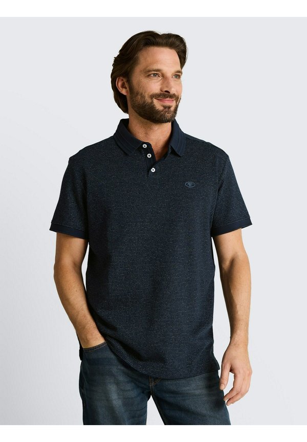 TOM TAILOR TOM TAILOR POLOSHIRTS POLOSHIRT MIT LOGO-PRINT - Polo shirt - white navy inject stripe