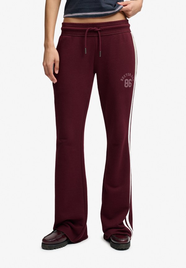 Superdry & Co SUPERDRY ATHLETIC ESSENTIALS STRIPE FLARE JOGGERS.. - Tracksuit bottoms - port red