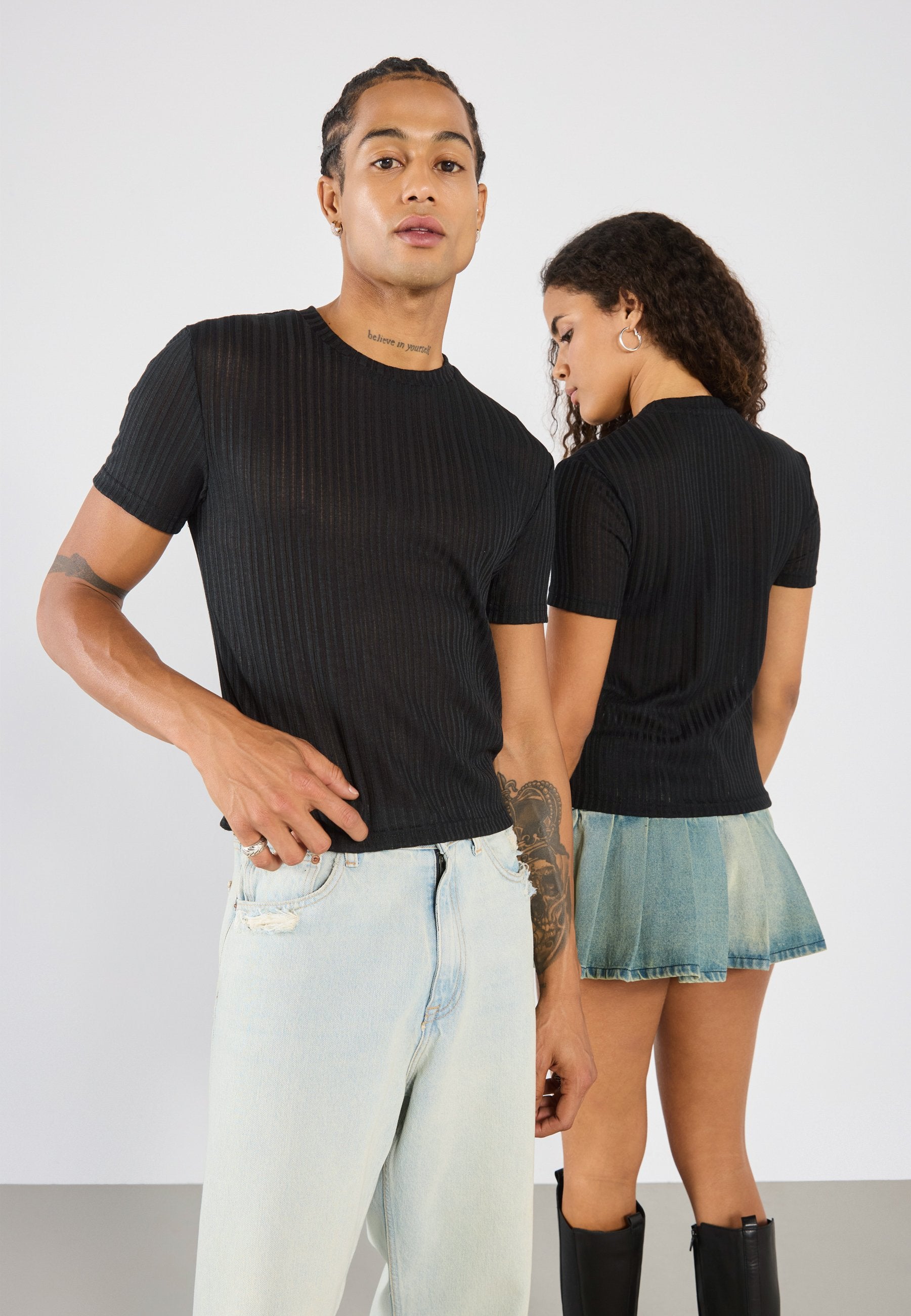 YOURTURN SHEER RIB T SHIRT UNISEX