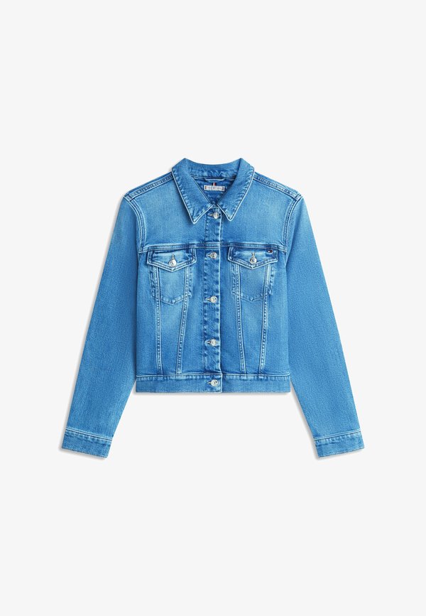 Tommy Hilfiger FLAG EMBROIDERY SLIM DENIM JACKET - Denim jacket - finn