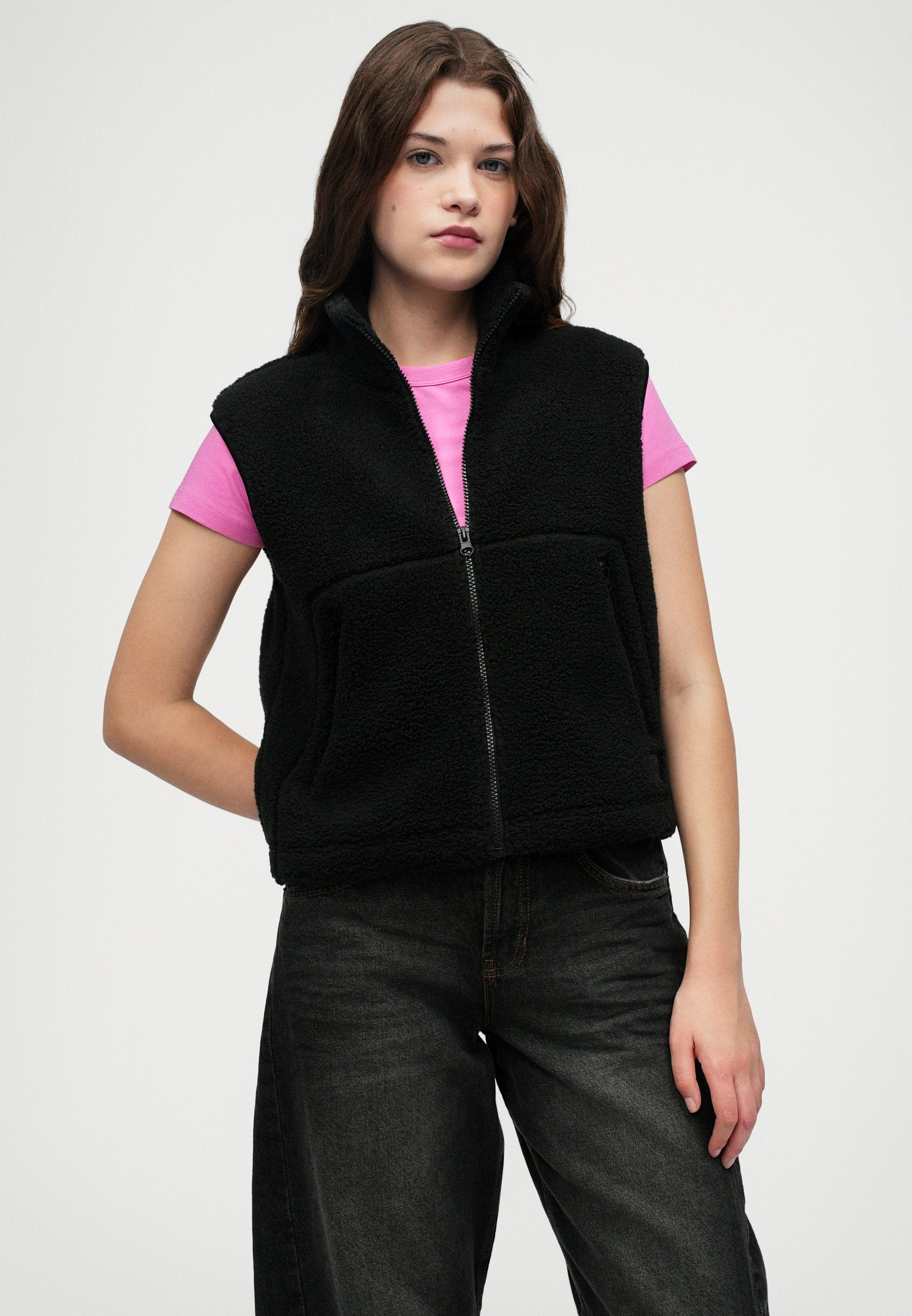 Noisy May NMMASEY SHORT TEDDY VEST FWD NOOS