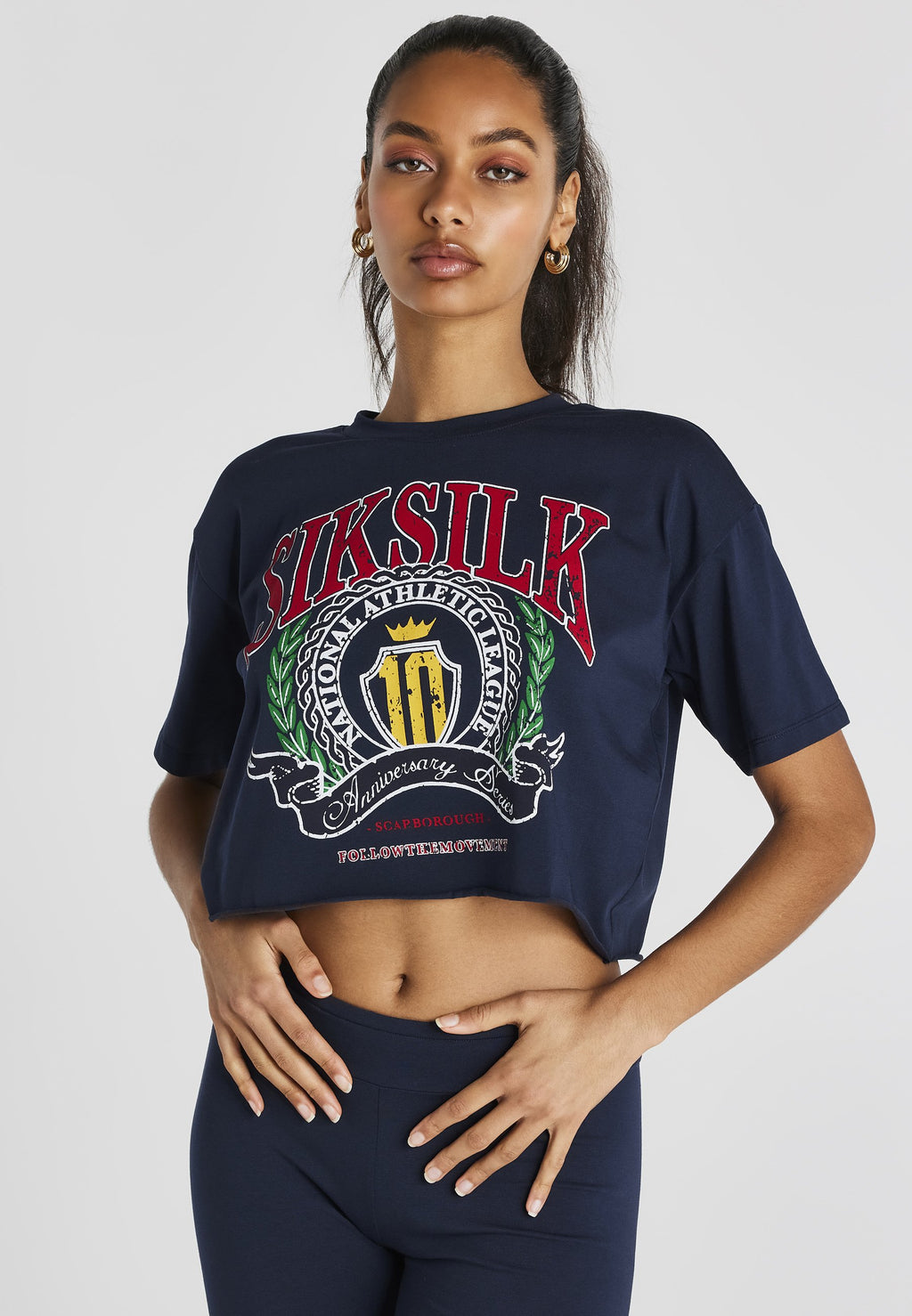 SIKSILK CROPPED VARSITY PRINT