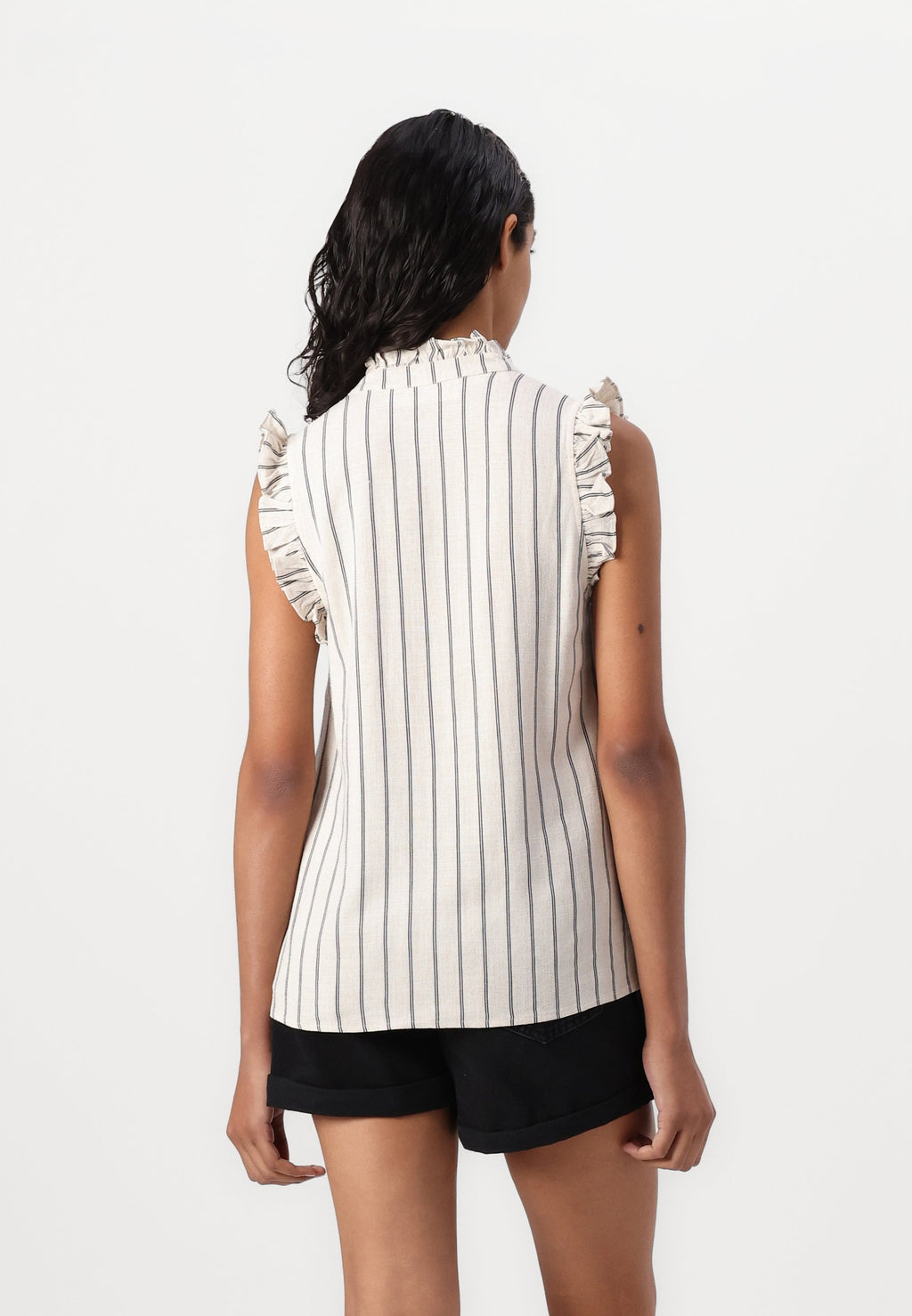 Selected Ruffle detail striped