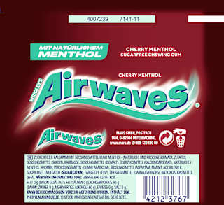 Kaugummi, Cherry Menthol, zuckerfrei Airwaves