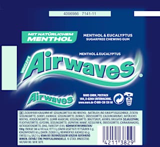 Kaugummi, Menthol & Eukalyptus, zuckerfrei Airwaves