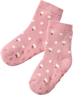 ABS Socken mit Blumen-Muster, rosa, Gr. 19/22 ALANA