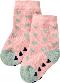 ABS Socken mit Herz-Muster, rosa & grün, Gr. 23/26 ALANA