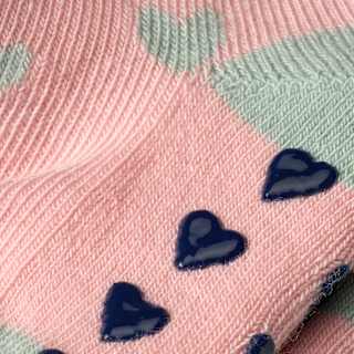 ABS Socken mit Herz-Muster, rosa & grün, Gr. 23/26 ALANA
