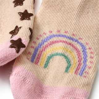 ABS Socken mit Regenbogen-Motiv, beige + rosa, Gr. 27/29 ALANA