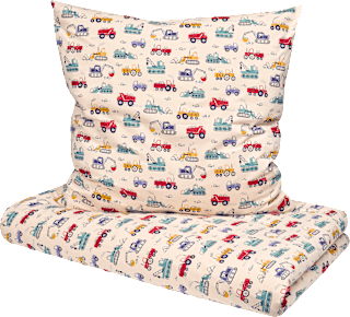 Bettwäsche mit Bagger-Muster, beige & bunt, 140x200 + 80x80 cm ALANA