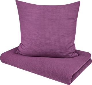 Bettwäsche-Set aus Musselin, lila, 155 x 220 + 80 x 80 cm ALANA