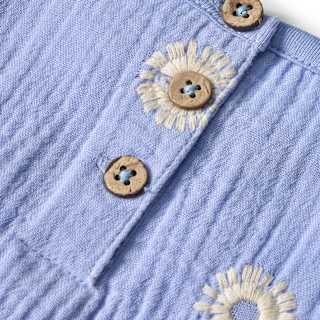Bluse aus Musselin & mit Blumen-Stickerei, lila, Gr. 104 ALANA