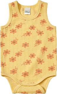 Body Ärmellos mit Blumen-Muster, gelb, Gr. 86/92 ALANA
