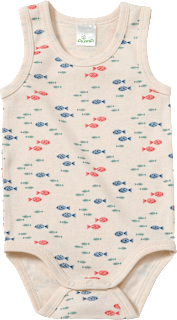 Body Ärmellos mit Fisch-Muster, beige, Gr. 98/104 ALANA