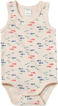 Body Ärmellos mit Fisch-Muster, beige, Gr. 98/104 ALANA