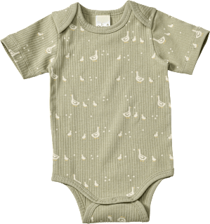 Body Kurzarm mit Gänse-Muster, grün, Gr. 74/80 ALANA