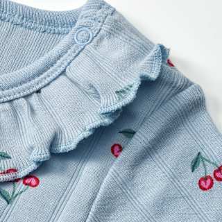 Body Kurzarm mit Kirschen-Muster, blau, Gr. 98/104 ALANA