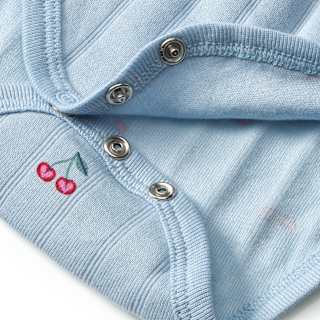 Body Kurzarm mit Kirschen-Muster, blau, Gr. 98/104 ALANA