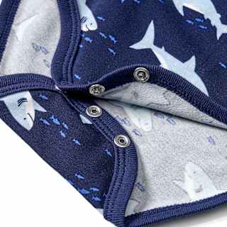 Body Kurzarm Pro Climate mit Haifisch-Muster, blau, Gr. 86/92 ALANA