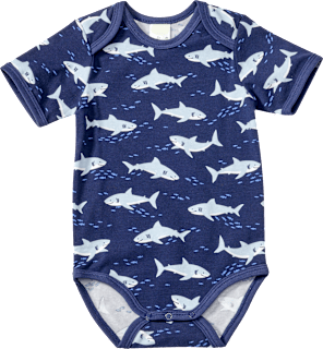 Body Kurzarm Pro Climate mit Haifisch-Muster, blau, Gr. 86/92 ALANA