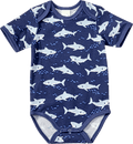 Body Kurzarm Pro Climate mit Haifisch-Muster, blau, Gr. 86/92 ALANA