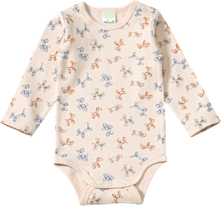 Body Langarm mit Ballontier-Muster, beige, Gr. 86/92 ALANA