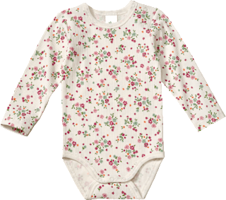 Body Langarm mit Blumen-Muster, weiß, Gr. 86/92 ALANA