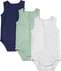 Bodys Ärmellos, grau + grün + blau, Gr. 98/104 ALANA