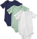 Bodys Kurzarm, grau + grün + blau, Gr. 98/104 ALANA