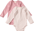 Bodys Langarm mit Ripp-Struktur, rosa + beige, Gr. 74/80 ALANA