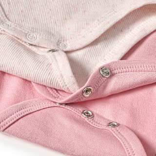 Bodys Langarm mit Ripp-Struktur, rosa + beige, Gr. 74/80 ALANA