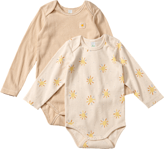 Bodys Langarm mit Sonnen-Muster, beige, Gr. 98/104 ALANA
