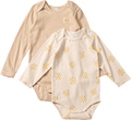 Bodys Langarm mit Sonnen-Muster, beige, Gr. 98/104 ALANA