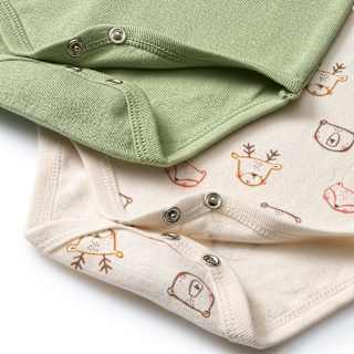 Bodys Langarm mit Waldtier-Muster, grün + beige, Gr. 98/104 ALANA