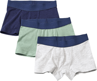 Boxershorts, grau melange + blau + grün, Gr. 122/128 ALANA