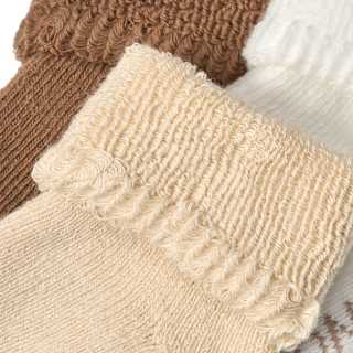 Erstlingssocken, braun + beige + weiß, Gr. 13/14 ALANA