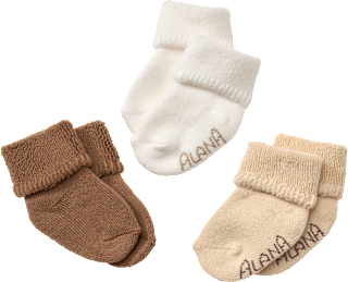 Erstlingssocken, braun + beige + weiß, Gr. 13/14 ALANA