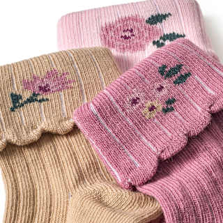 Erstlingssocken mit Blumen-Motiven, rosa + beige, Gr. 15/16 ALANA