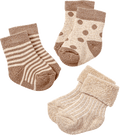 Erstlingssocken mit Punkte- & Streifen-Muster, beige + braun, Gr. 13/14 ALANA