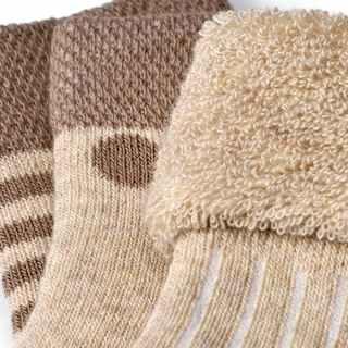 Erstlingssocken mit Punkte- & Streifen-Muster, beige + braun, Gr. 13/14 ALANA