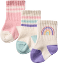 Erstlingssocken mit Regenbogen-Motiv, rosa + weiß, Gr. 15/16 ALANA