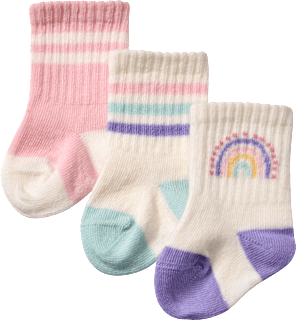 Erstlingssocken mit Regenbogen-Motiv, rosa + weiß, Gr. 15/16 ALANA
