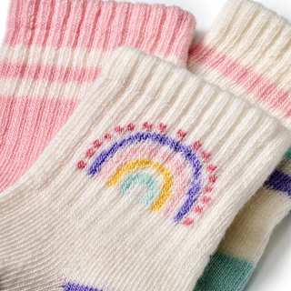 Erstlingssocken mit Regenbogen-Motiv, rosa + weiß, Gr. 15/16 ALANA