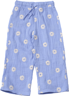 Hose aus Musselin mit Blumen-Stickerei & weitem Schnitt, lila, Gr. 104 ALANA