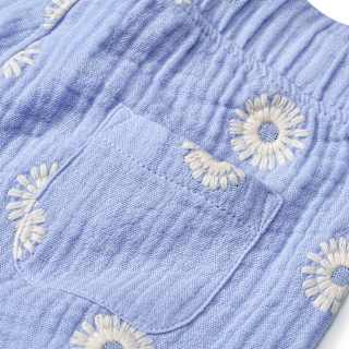 Hose aus Musselin mit Blumen-Stickerei & weitem Schnitt, lila, Gr. 104 ALANA