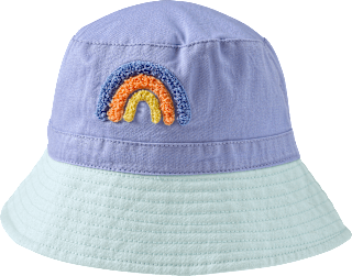 Hut mit Regenbogen-Bouclé-Motiv, lila & blau, Gr. 52/53 ALANA