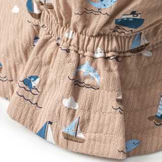 Hut mit Schiffs-Muster aus Musselin, beige, Gr. 48/49 ALANA
