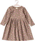 Kleid mit Blumen-Muster & Ripp-Struktur, braun, Gr. 110 ALANA