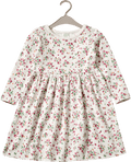 Kleid mit Ripp-Struktur & Blumen-Muster, weiß & rosa, Gr. 110 ALANA